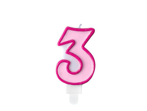 Picture of BIRTHDAY CANDLE PINK NUMBER 3